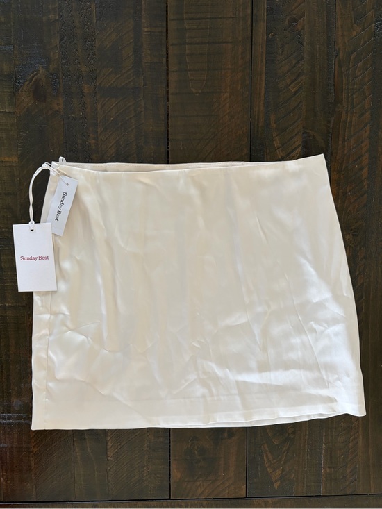 Sunday Best Dresses & Skirts - Sunday Best Cream Satin Mini Skirt